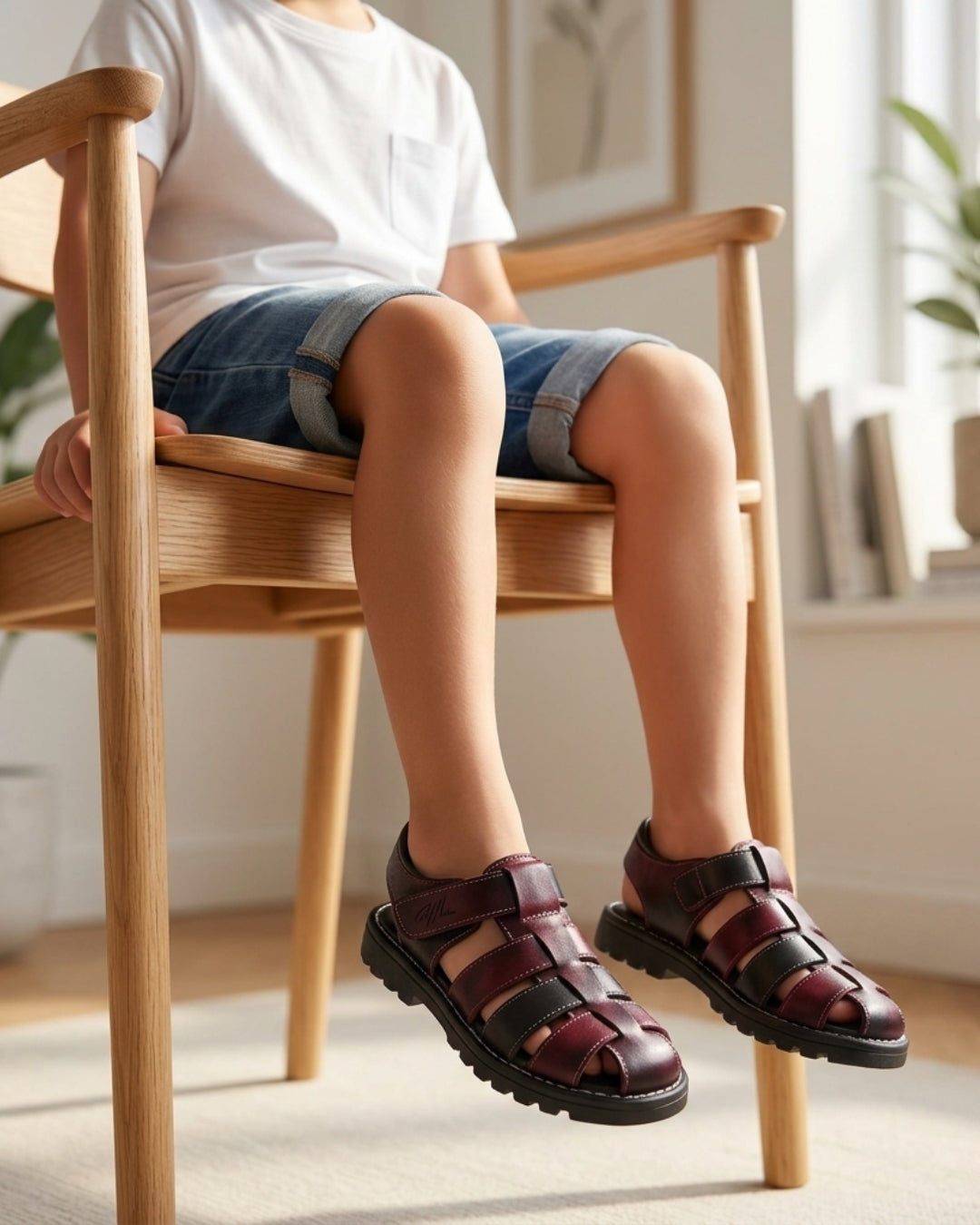 Kartie Fisherman Sandal (Kids) — Burgundy