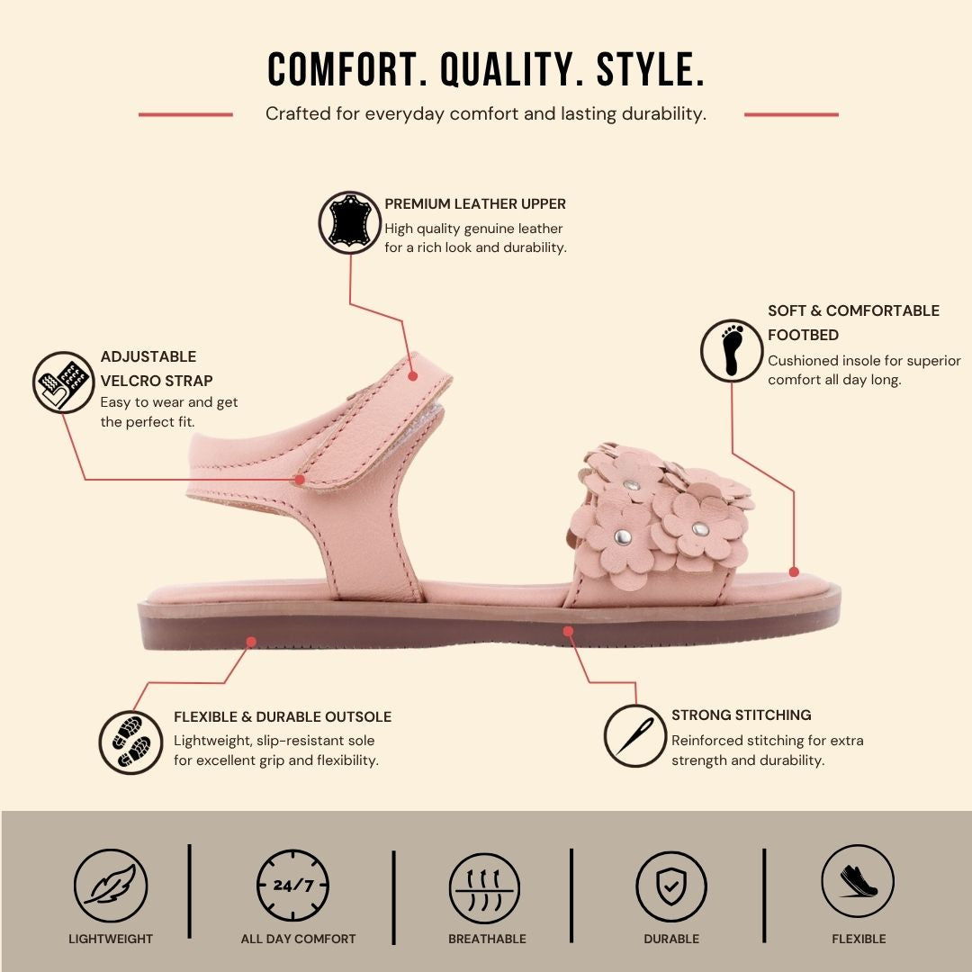 Sparkle Blossom Sandle (Kids) — White, Pink