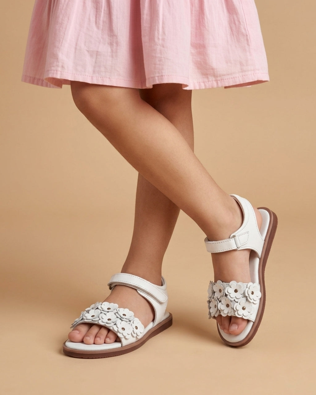 Sparkle Blossom Sandle (Kids) — White, Pink