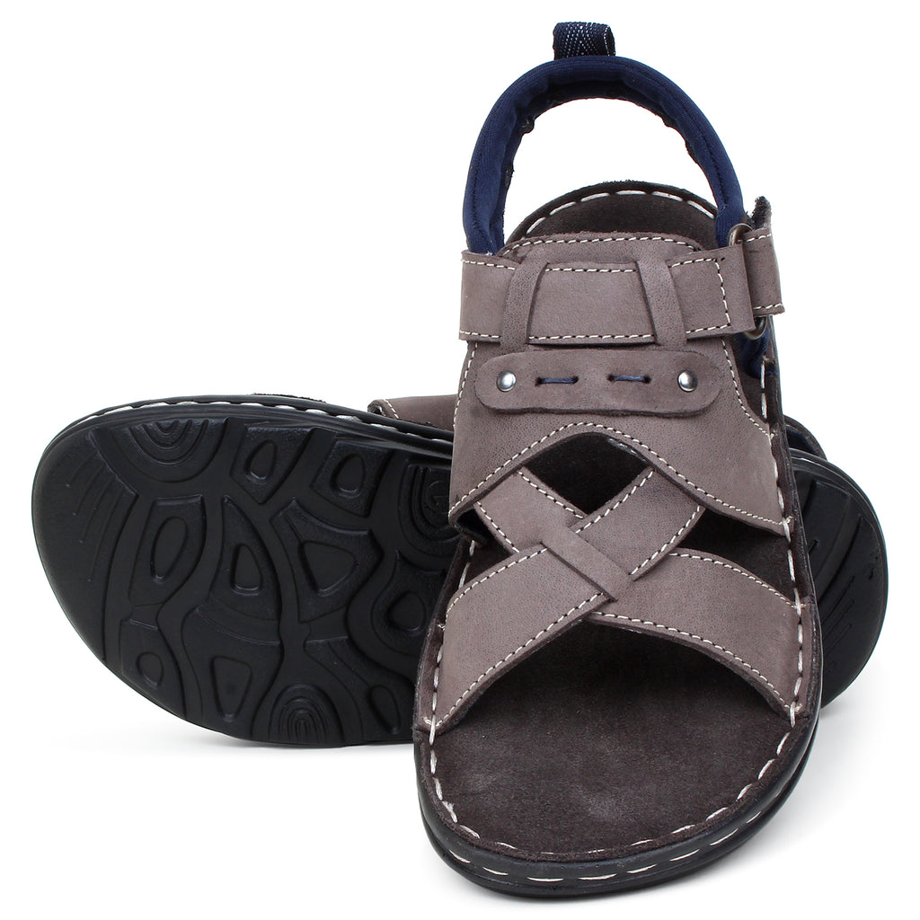 Zuvo Cross Weave Comfort Sandal (Youth) — Dark Brown, Grey