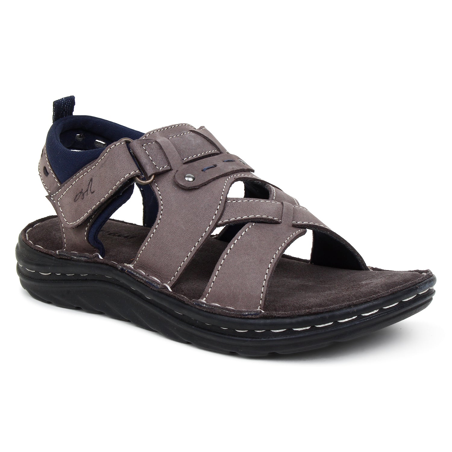 Zuvo Cross Weave Comfort Sandal (Youth) — Dark Brown, Grey