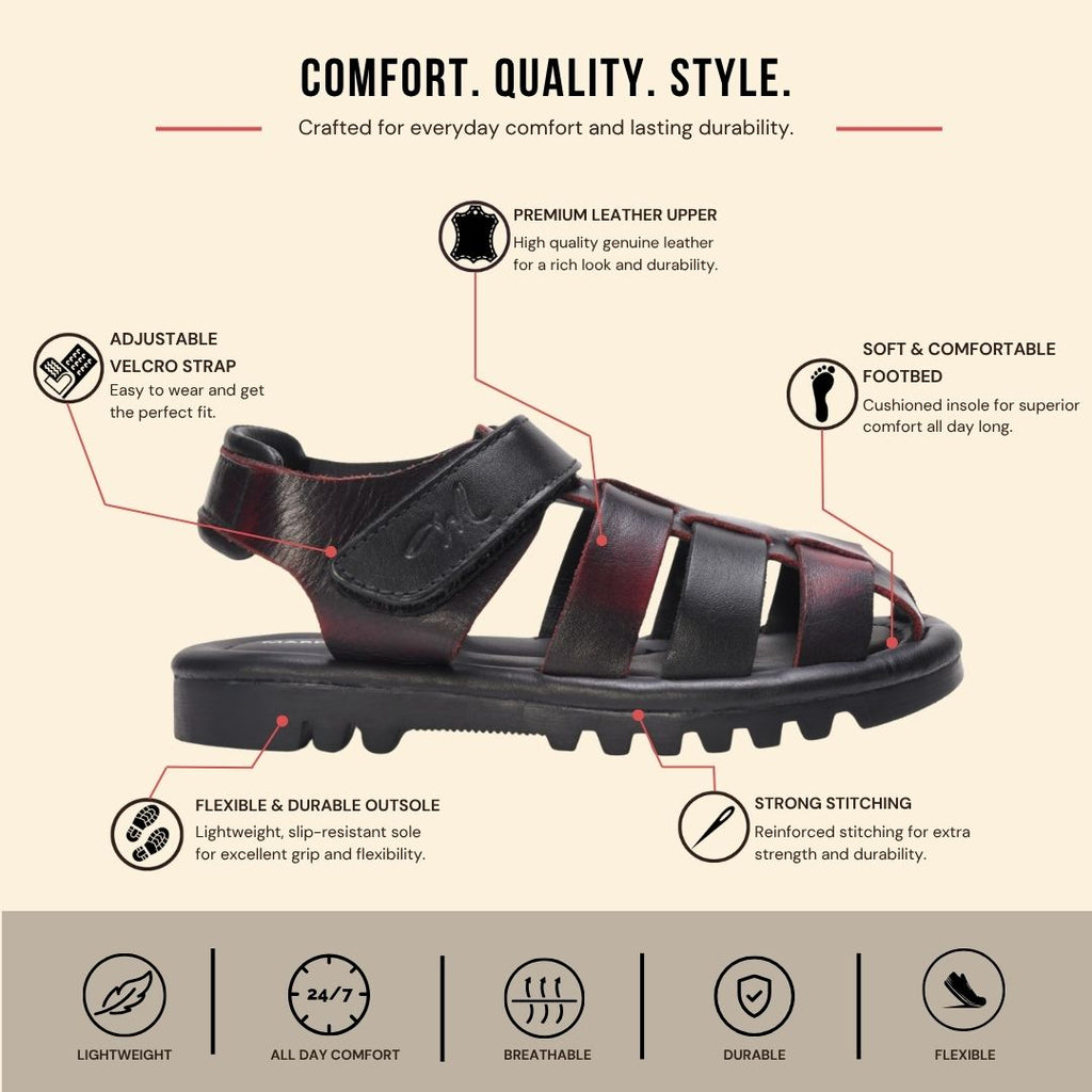 Kartie Fisherman Sandal (Kids) — Burgundy