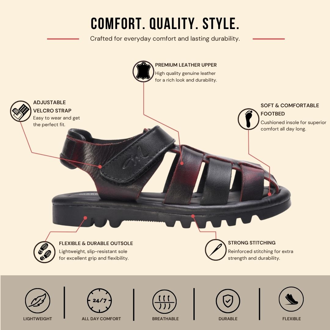 Kartie Fisherman Sandal (Kids) — Burgundy