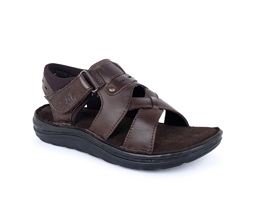 Zuvo Cross Weave Comfort Sandal (Youth) — Dark Brown, Grey
