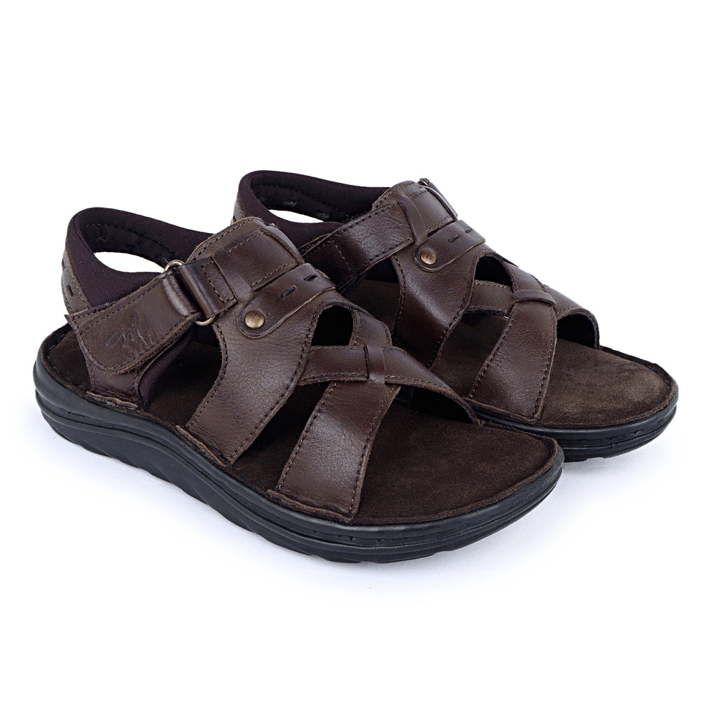 Zuvo Cross Weave Comfort Sandal (Youth) — Dark Brown, Grey