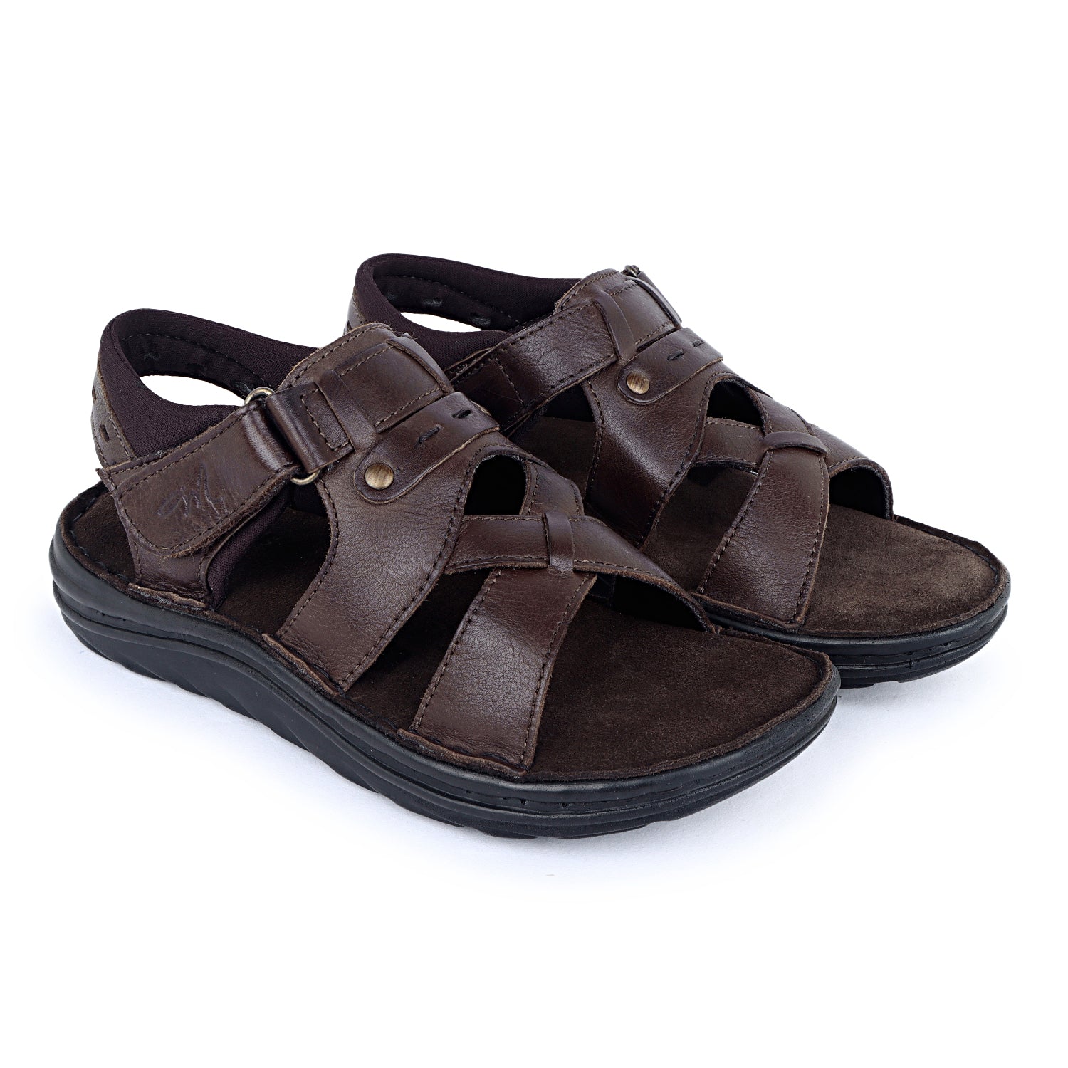 Zuvo Cross Weave Comfort Sandal (Youth) — Dark Brown, Grey