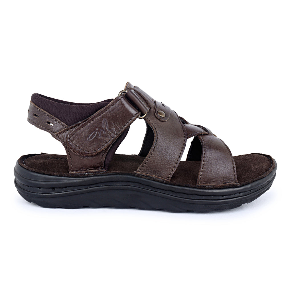 Zuvo Cross Weave Comfort Sandal (Youth) — Dark Brown, Grey