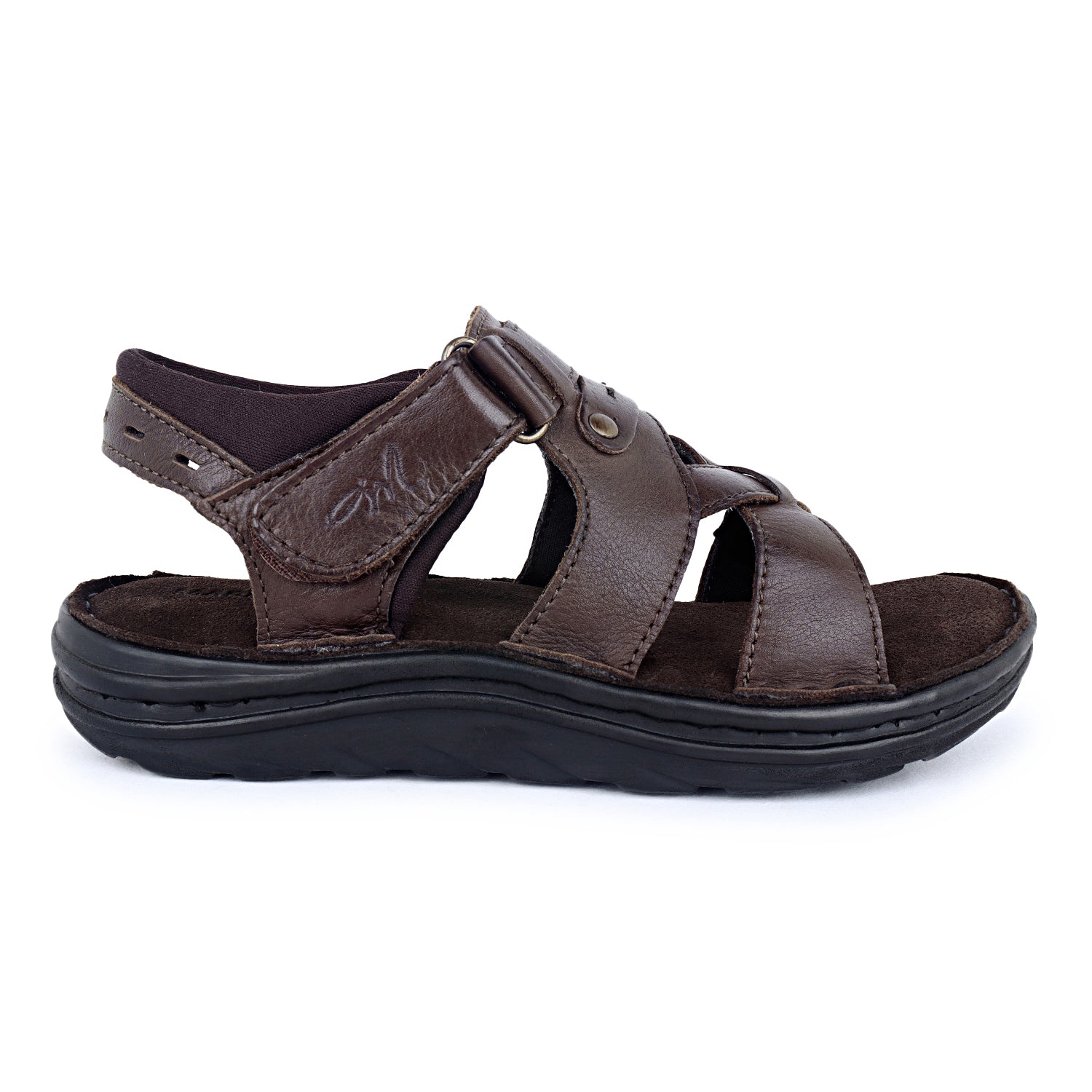 Zuvo Cross Weave Comfort Sandal (Youth) — Dark Brown, Grey