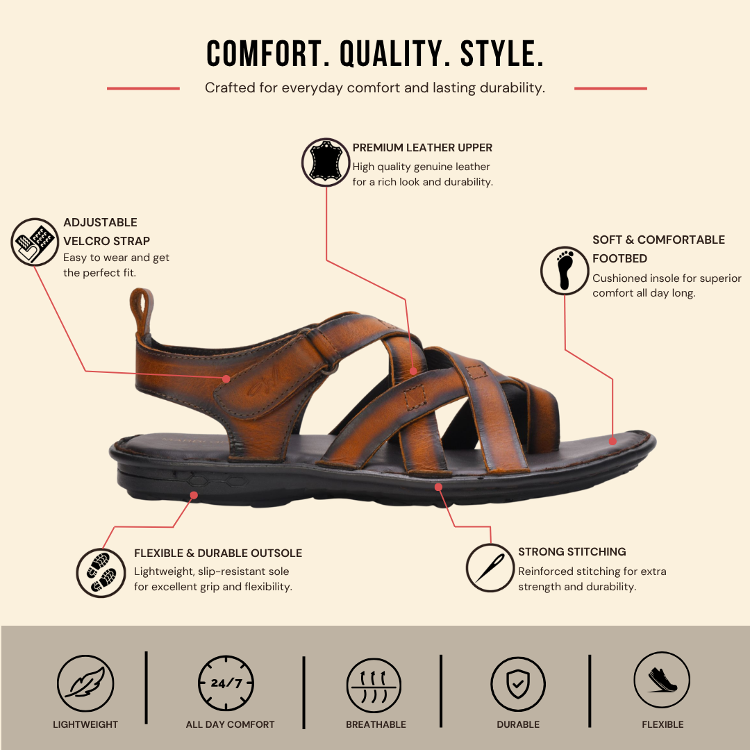 Drift Criss Cross Strap Sandals — Antique Tan