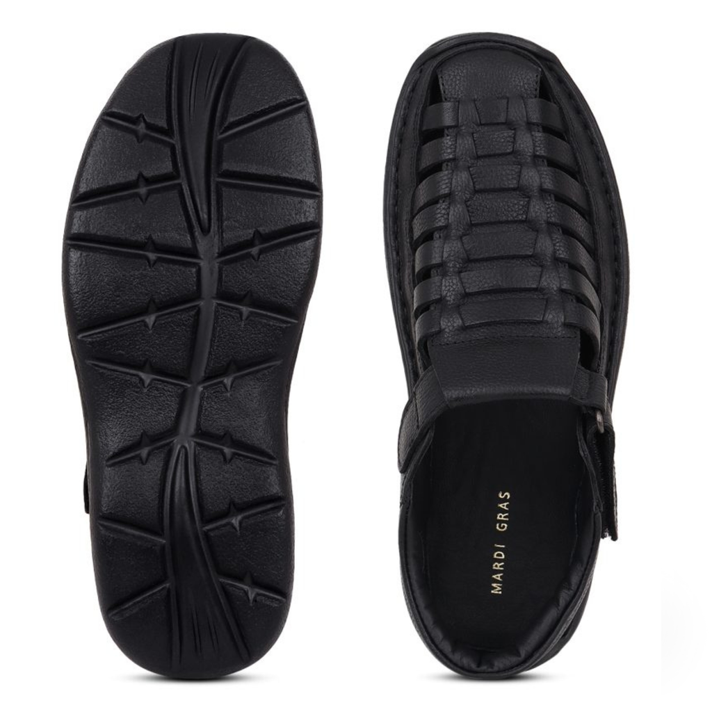 Flux Lattice Fisherman Sandal — Black, Burgundy