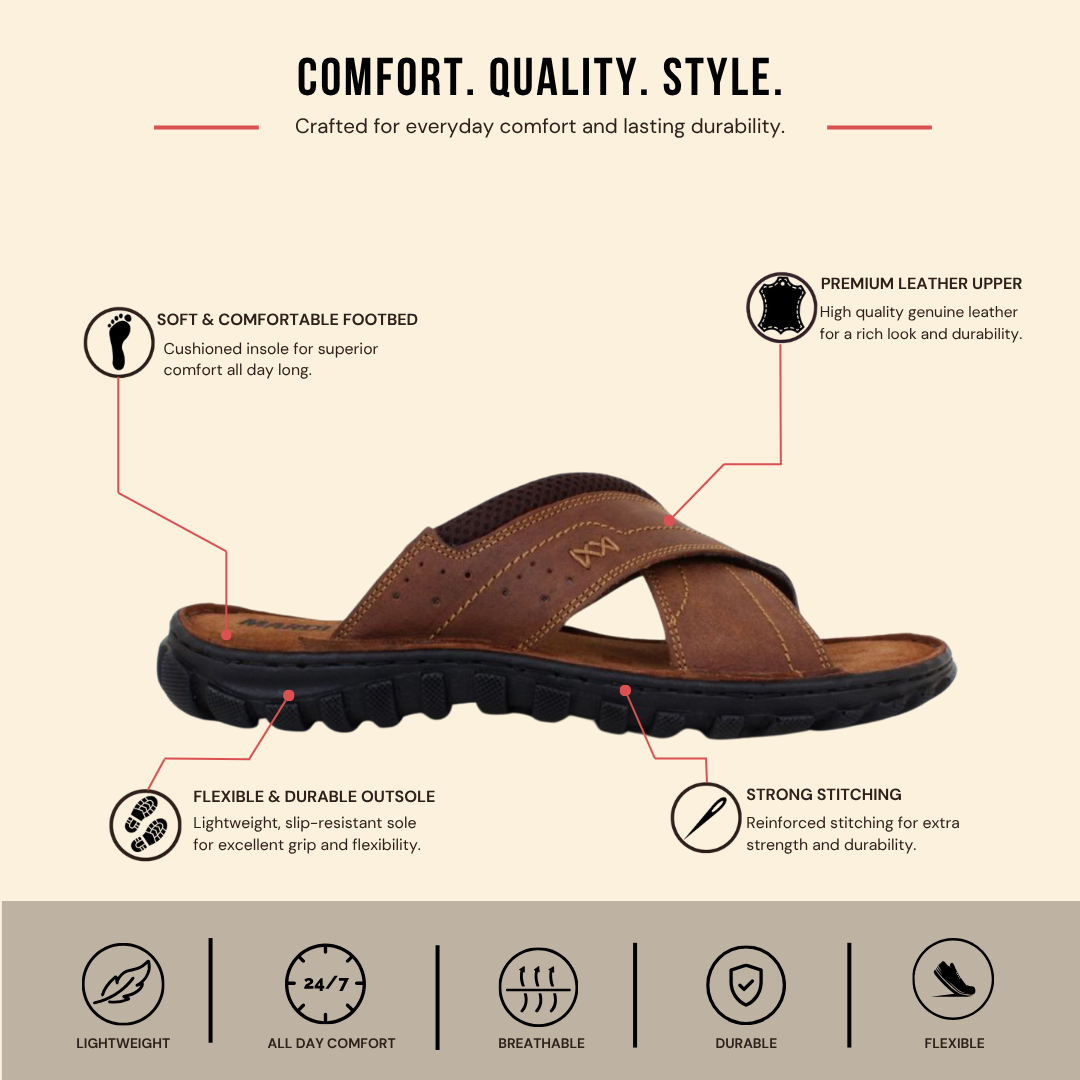 Ridgeway Cross Strap Slide Sandal