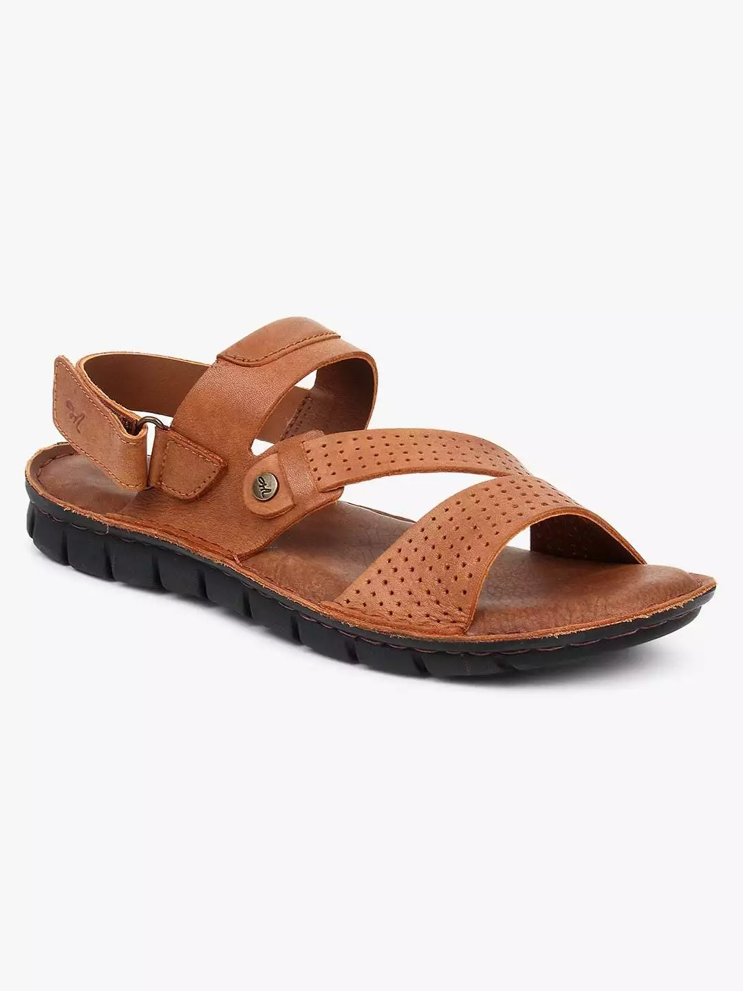 Tan Leather Sandals with Pores for Men Mardi Gras