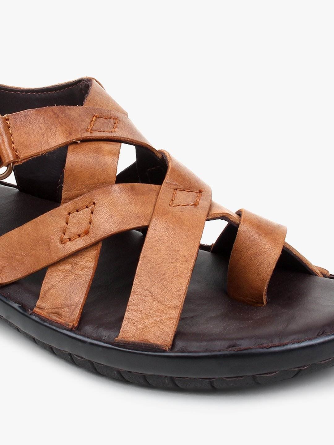 Tan Leather Sandals with strap closure for children Mardi Gras