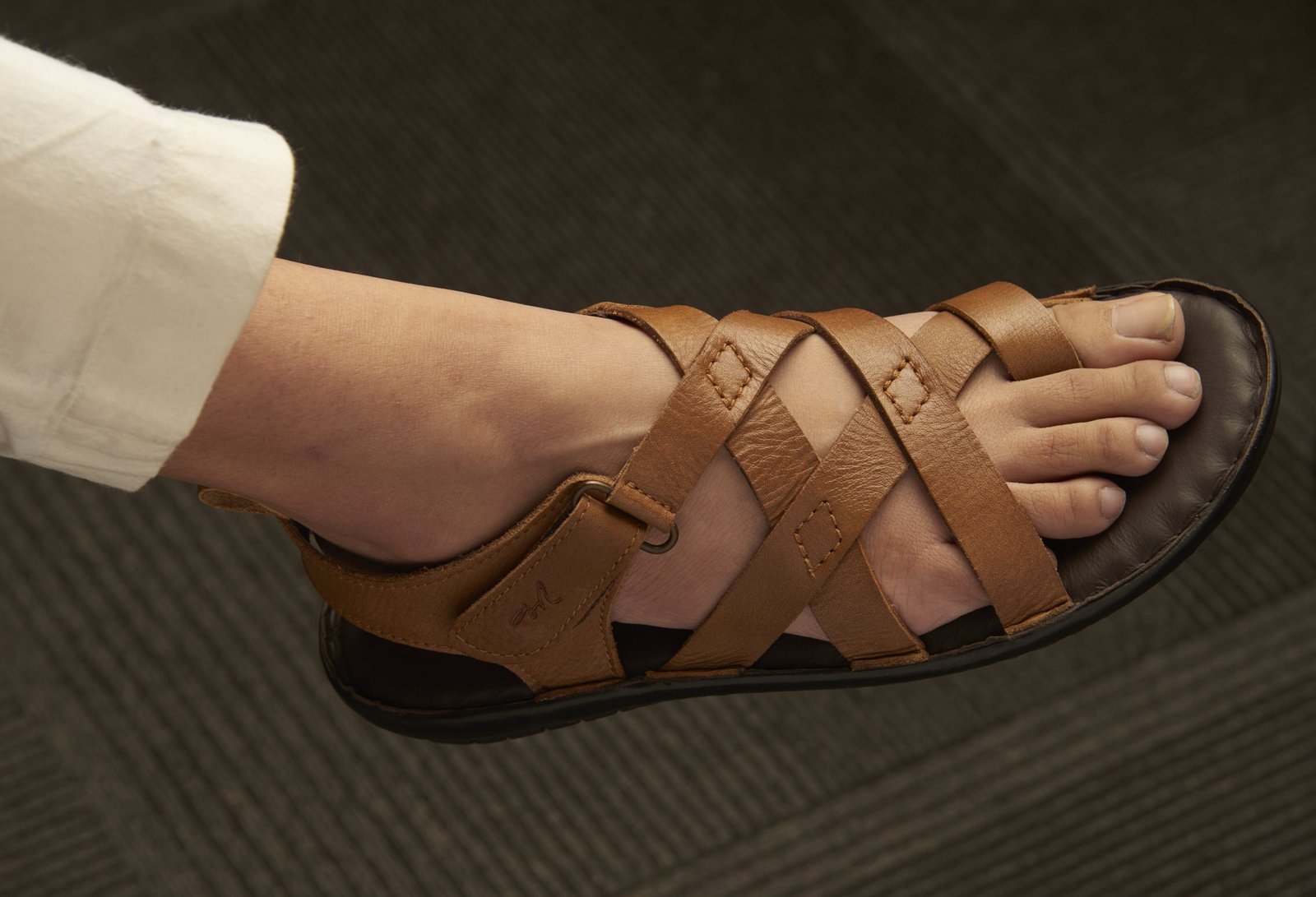Tan Leather Multi Strap Single Toed Sandals for Men - Mardi Gras