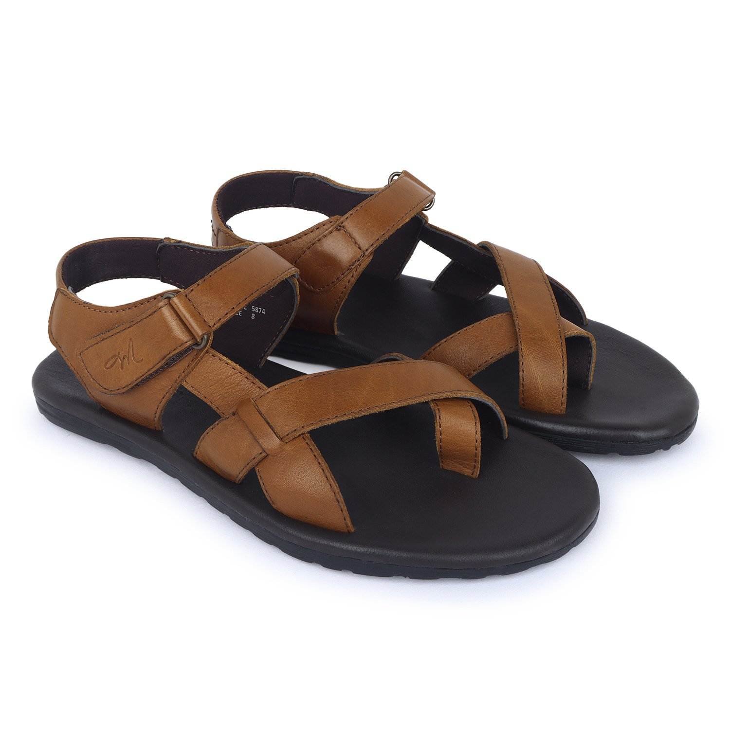 Brown Leather Single Toed Sandals for Men - Mardi Gras
