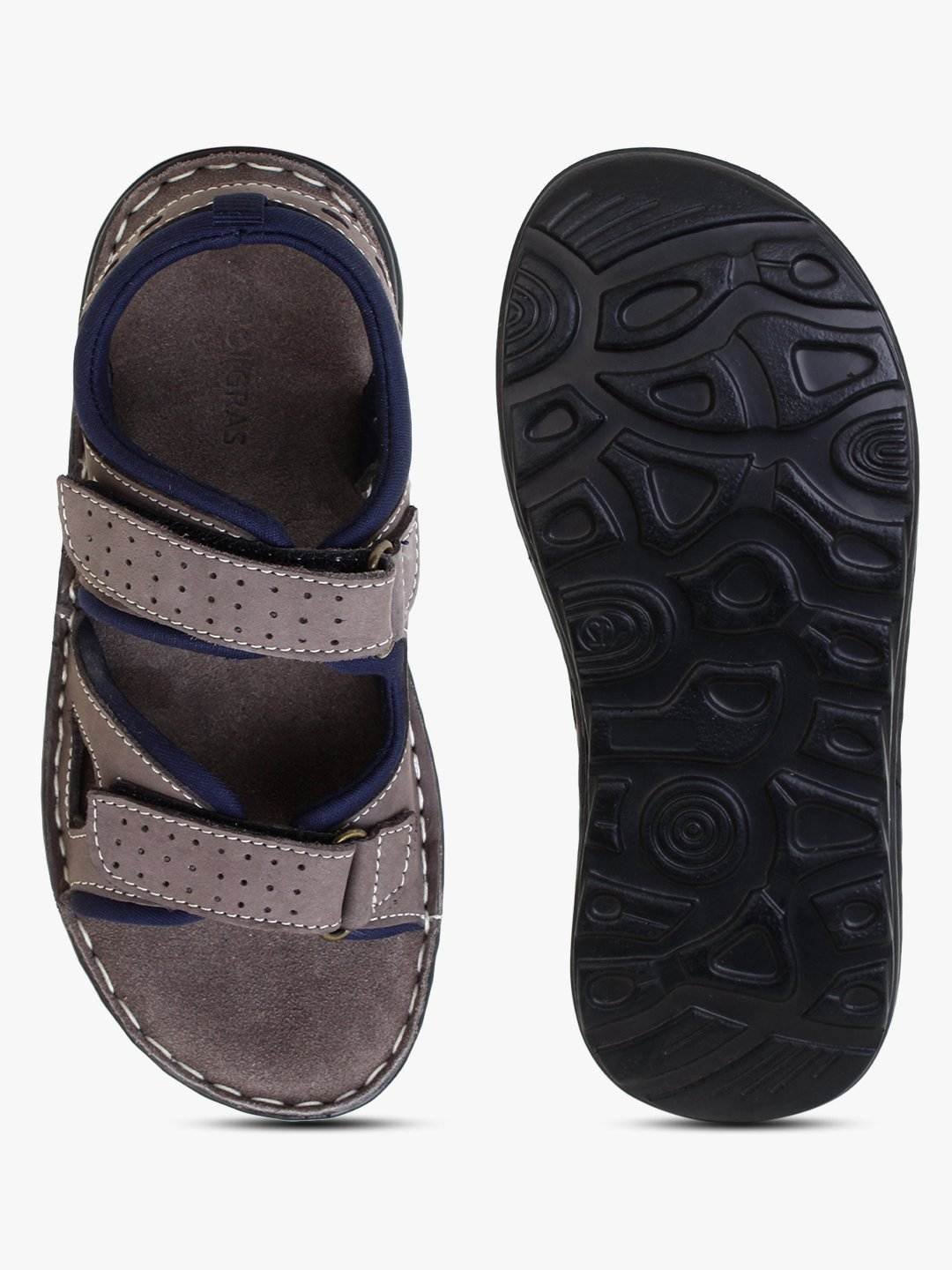 Brown Leather Sandals with strap closure for children - Mardi Gras