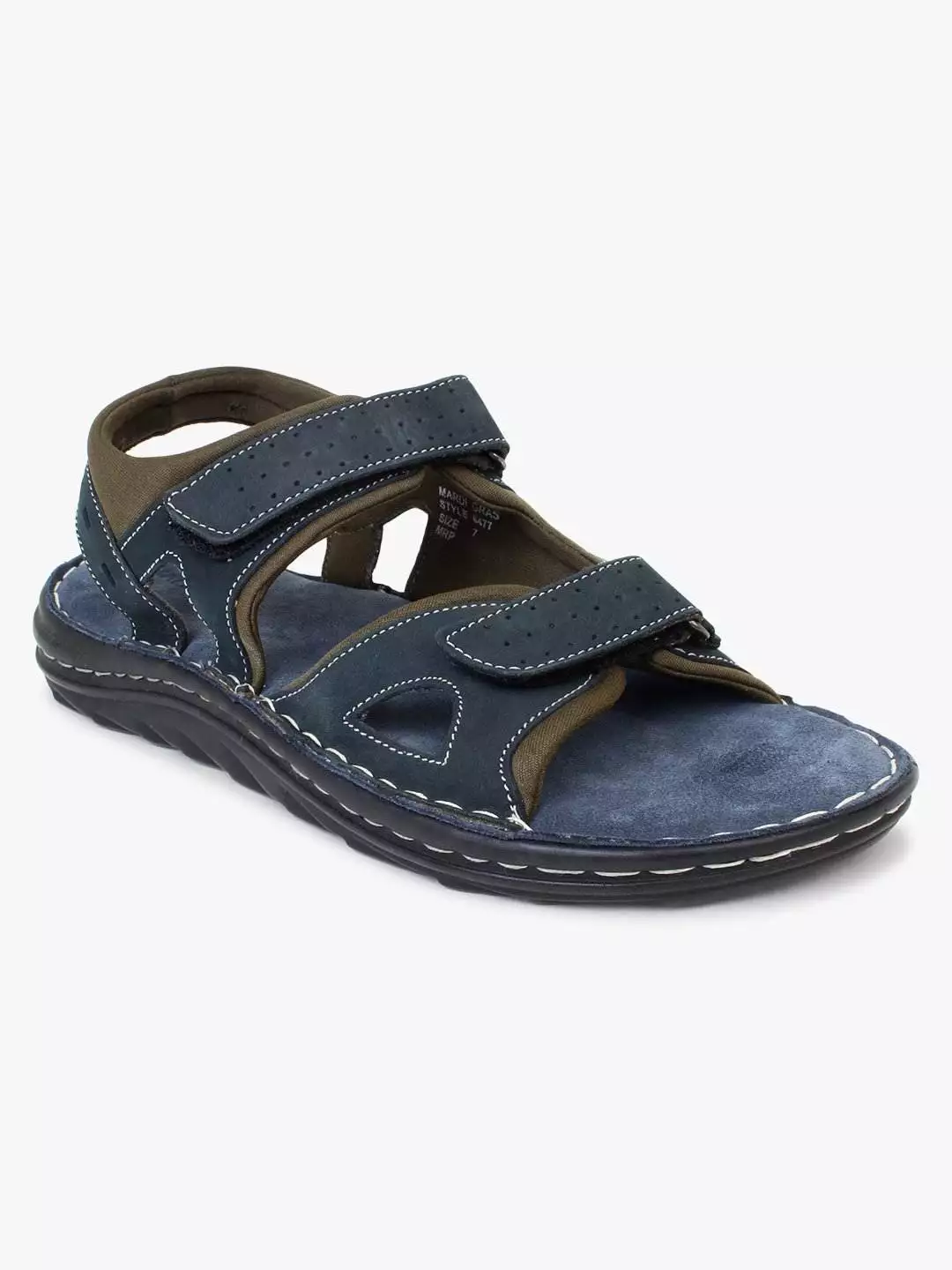 Blue Leather sandals With Double strap closure for Men Mardi Gras