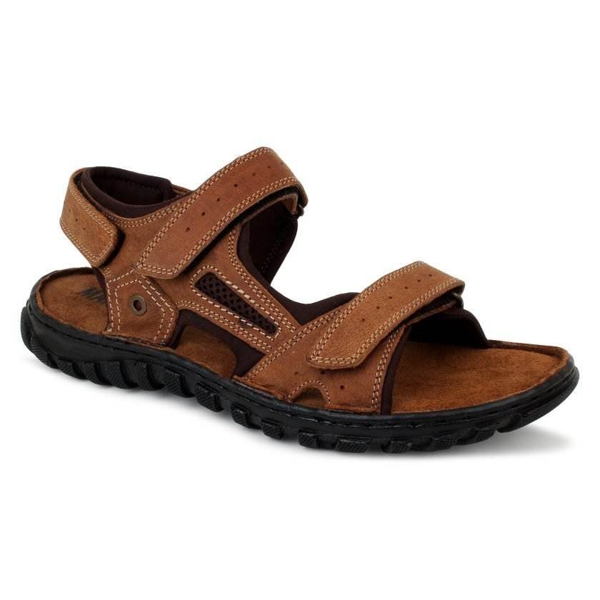 Tan Leather Sandals With Dual Strap closure for Men - Image 2