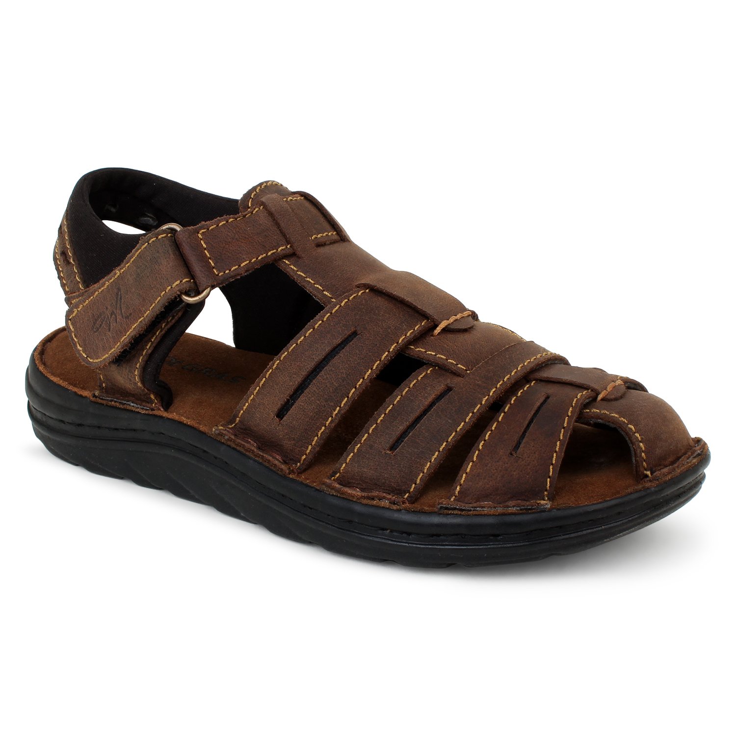 Dark Brown Leather Closed Toe Sandals for Children - Mardi Gras