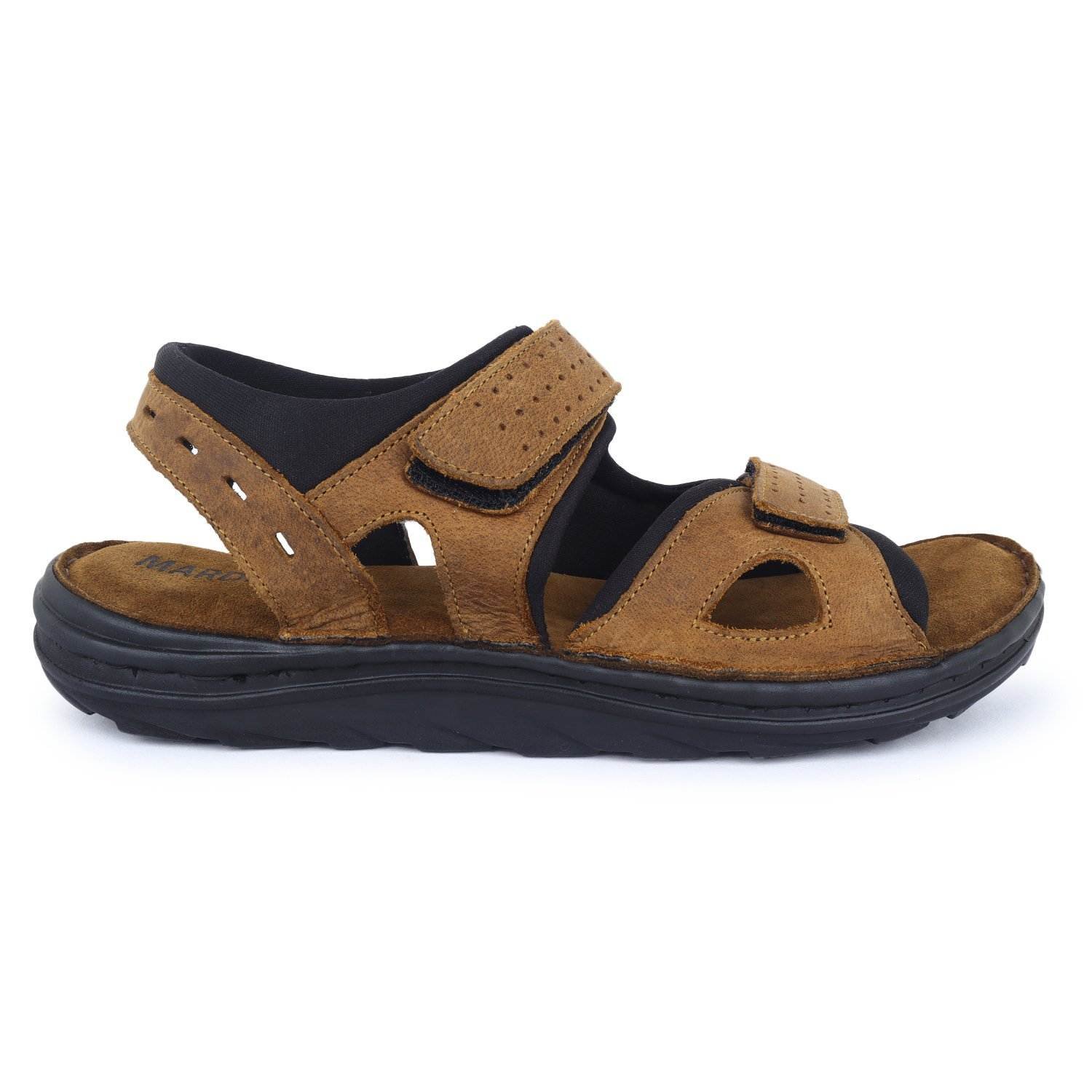 Brown Leather sandals With Double strap closure for Men Mardi Gras