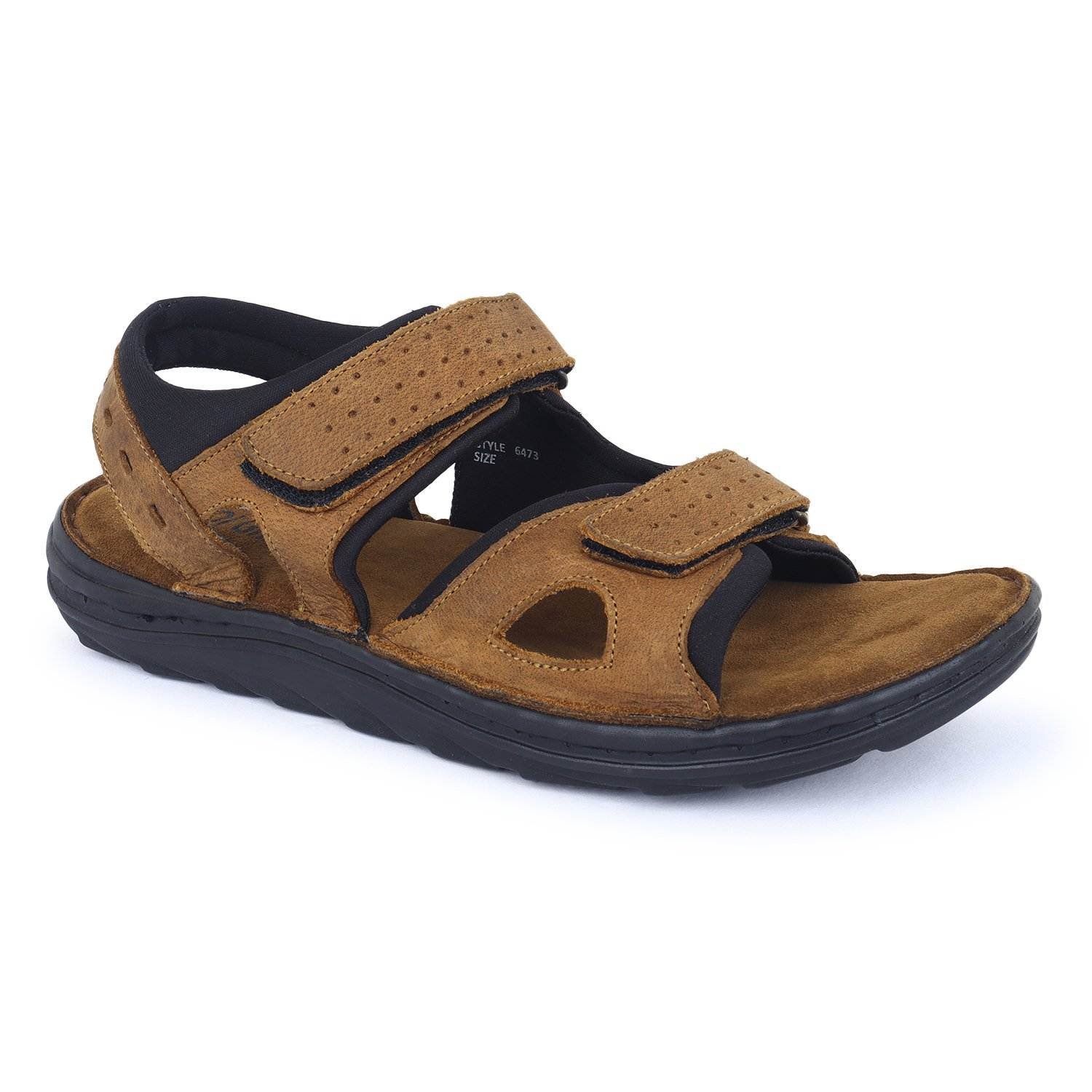 Brown Leather sandals With Double strap closure for Men