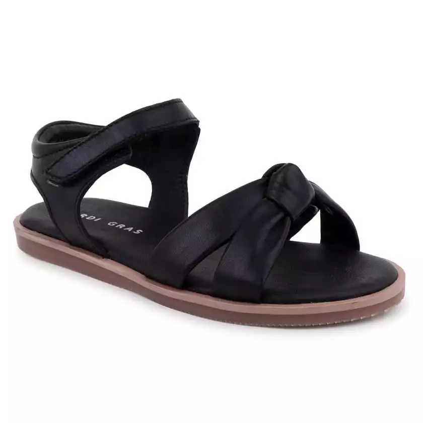 Black Knot Leather Sandals for Toddler Girls