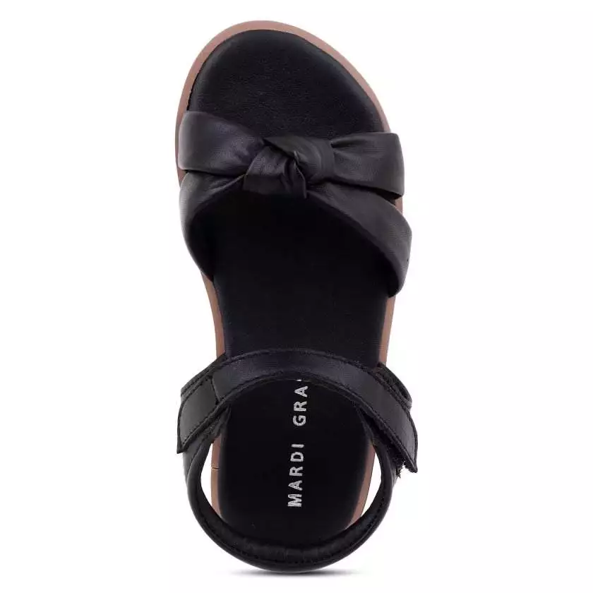 Black Knot Leather Sandals for Toddler Girls - Image 3