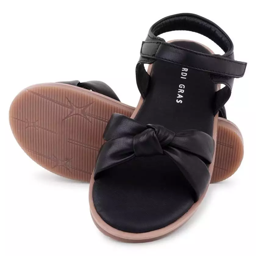 Black Knot Leather Sandals for Toddler Girls - Image 2