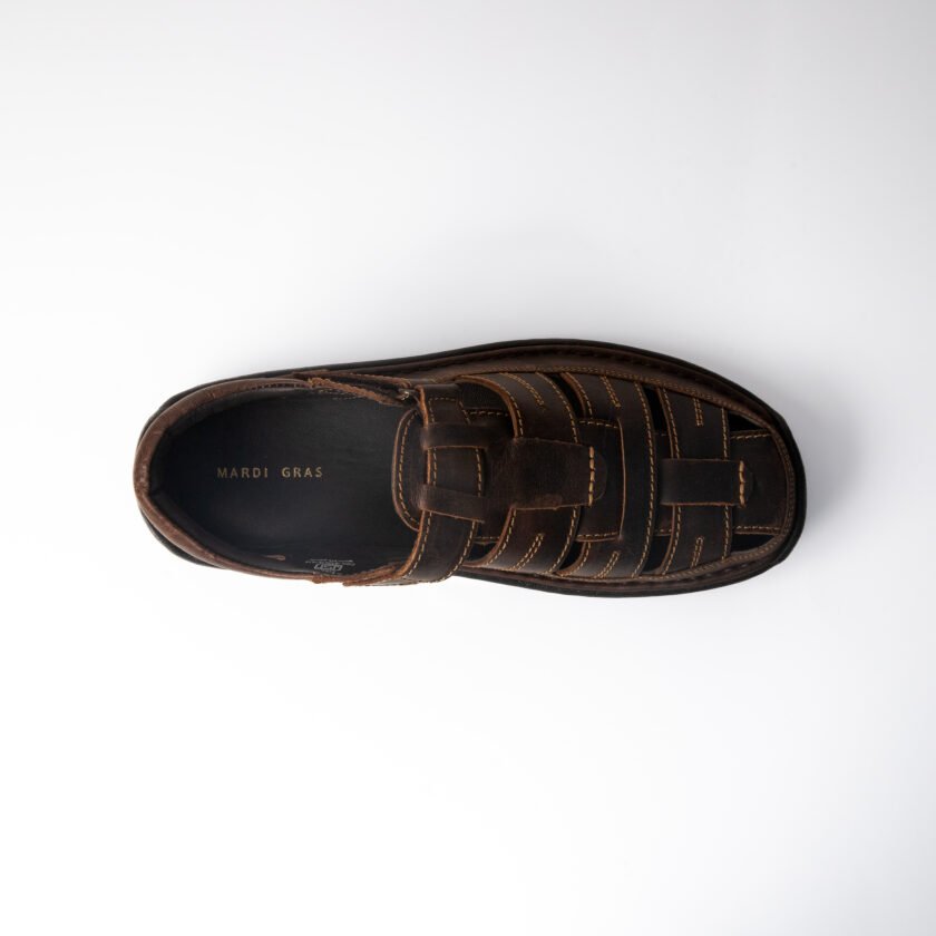 Mardi Gras Men's Genuine Leather Sandals | PU Sole & EVA Insole | Tan Colour | All-Day Comfort |  Casual & Office Footwear - Image 5