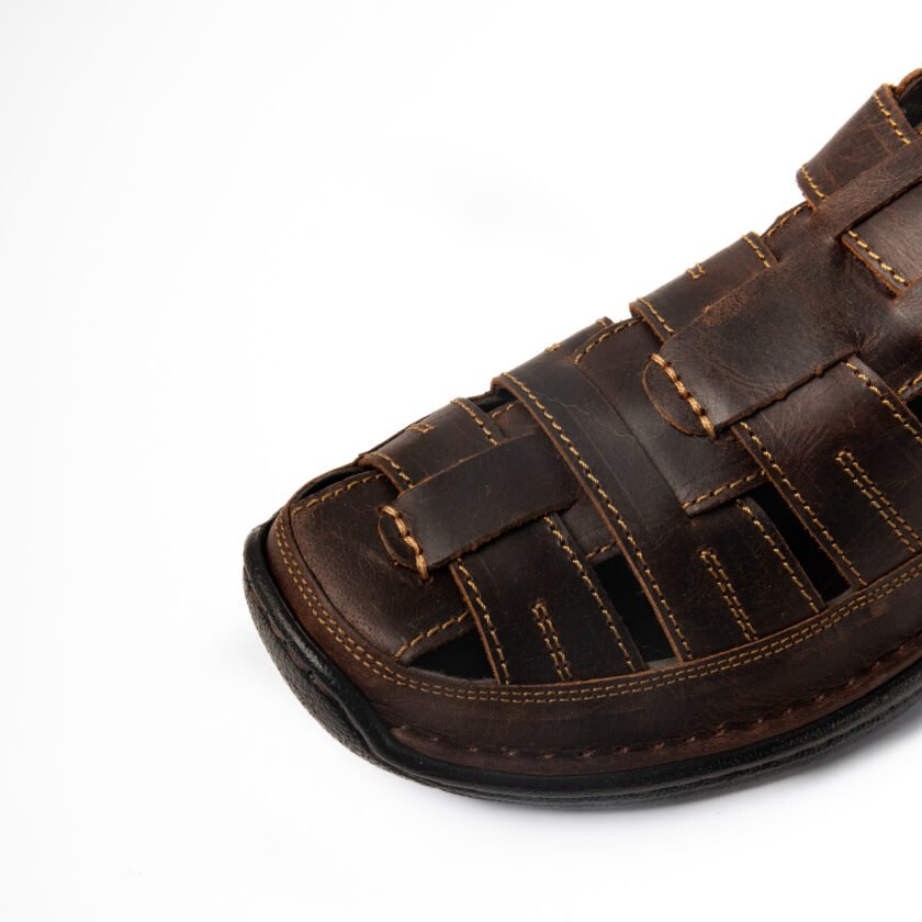 Mardi Gras Men's Genuine Leather Sandals | PU Sole & EVA Insole | Tan Colour | All-Day Comfort |  Casual & Office Footwear - Image 3