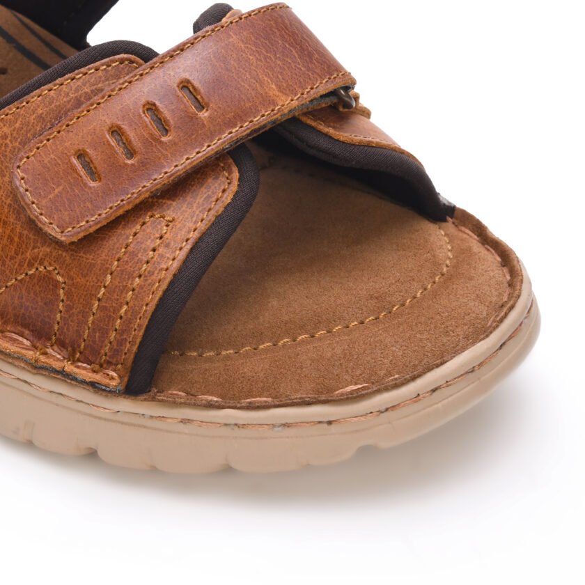 Men's Leather Sandals | Ultra-Lightweight PU Sole | Breathable Summer Footwear | Slip-On Comfort Sandals for Daily Casual Wear - Tan (UK Footwear Size System, Adult, Men) - Image 6
