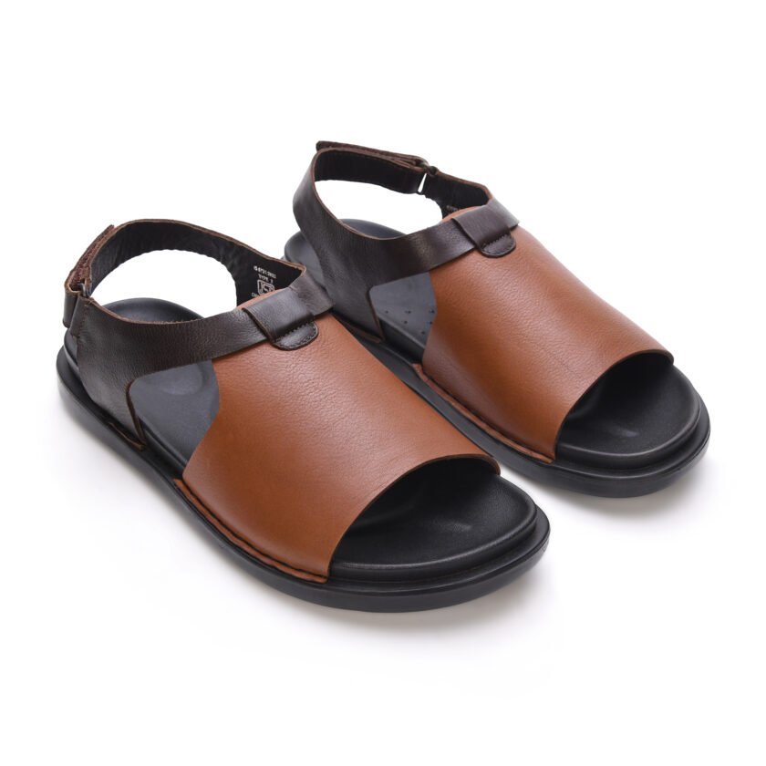 MARDI GRAS Men's Leather Sandals - Genuine Leather Upper, PU Sole, Leather Lining - Comfortable Walking Sandals for Men (Brown/D.Brown, UK Footwear Size System, Adult, Men) - Image 2