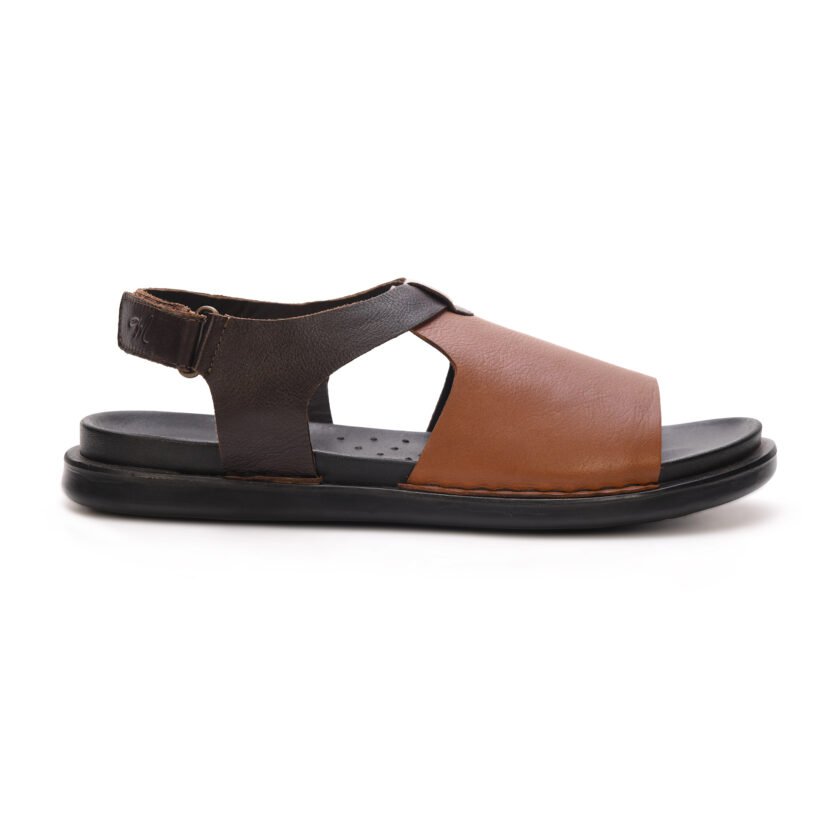 MARDI GRAS Men's Leather Sandals - Genuine Leather Upper, PU Sole, Leather Lining - Comfortable Walking Sandals for Men (Brown/D.Brown, UK Footwear Size System, Adult, Men) - Image 3