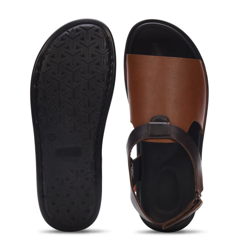 MARDI GRAS Men's Leather Sandals - Genuine Leather Upper, PU Sole, Leather Lining - Comfortable Walking Sandals for Men (Brown/D.Brown, UK Footwear Size System, Adult, Men) - Image 4