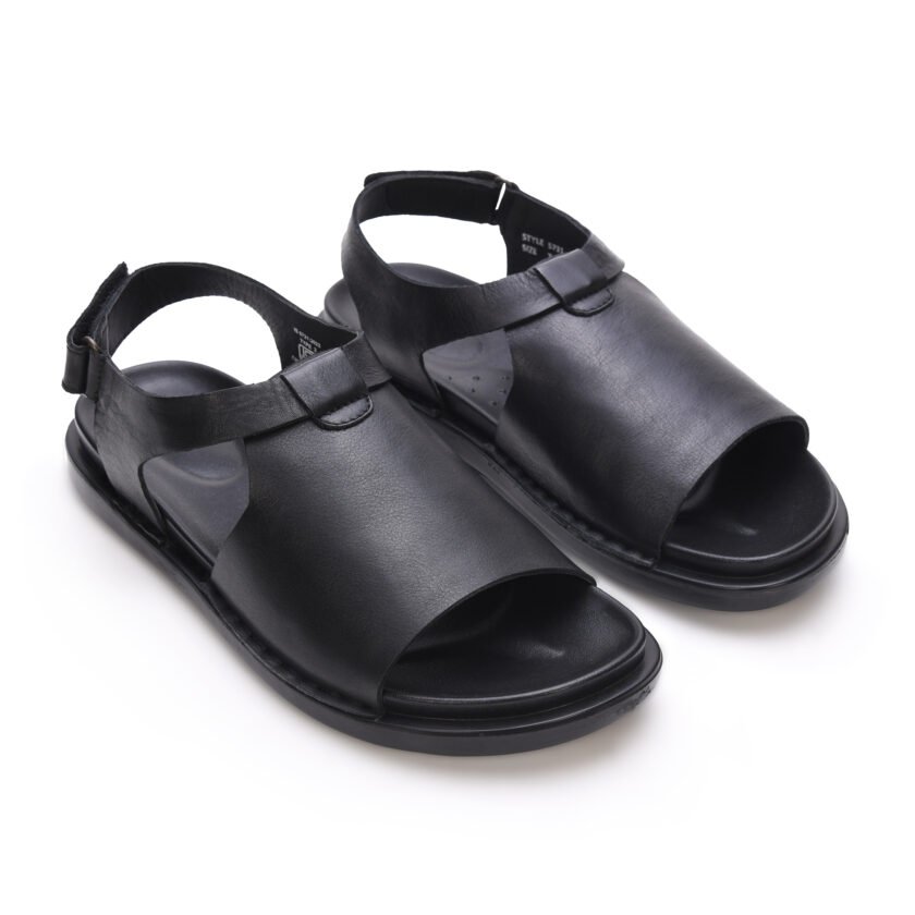 MARDI GRAS Men's Leather Sandals - Genuine Leather Upper, PU Sole, Leather Lining - Comfortable Walking Sandals for Men (Black, UK Footwear Size System, Adult, Men) - Image 2