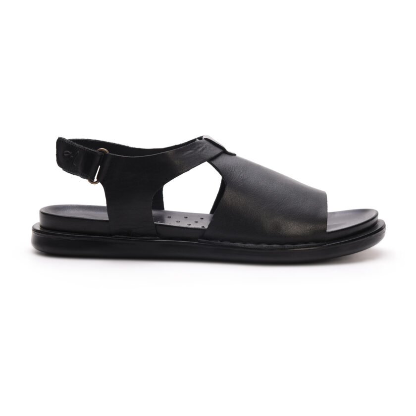 MARDI GRAS Men's Leather Sandals - Genuine Leather Upper, PU Sole, Leather Lining - Comfortable Walking Sandals for Men (Black, UK Footwear Size System, Adult, Men) - Image 3