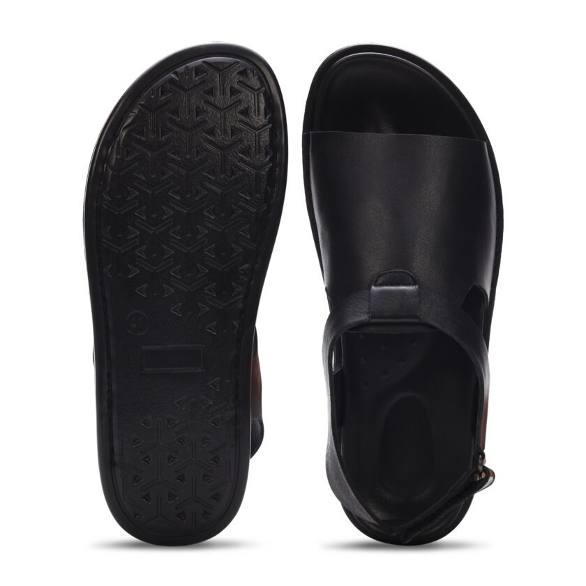 MARDI GRAS Men's Leather Sandals - Genuine Leather Upper, PU Sole, Leather Lining - Comfortable Walking Sandals for Men (Black, UK Footwear Size System, Adult, Men) - Image 4