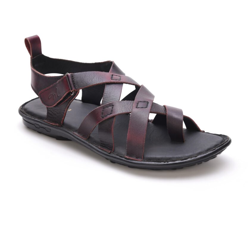MARDI GRAS Leather Sandals for Men | Casual Sandals with PU Sole & Foam Insole | Adjustable Straps, Breathable Leather Lining (Burgundy, UK Footwear Size System, Adult, Men) - Image 6