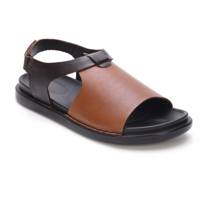MARDI GRAS Men's Leather Sandals - Genuine Leather Upper, PU Sole, Leather Lining - Comfortable Walking Sandals for Men (Brown/D.Brown, UK Footwear Size System, Adult, Men)