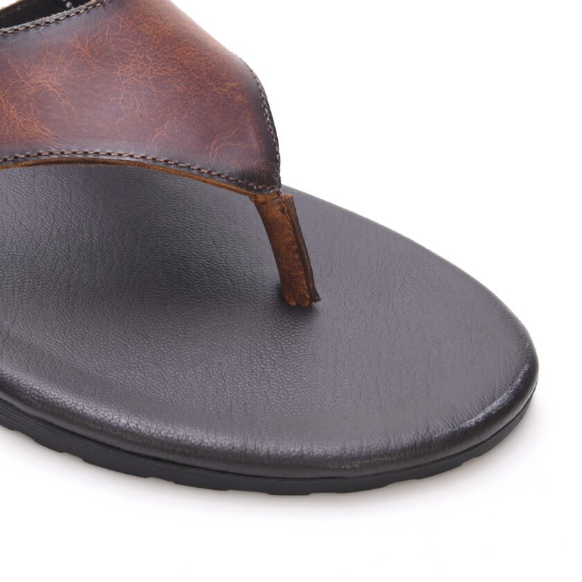 MARDI GRAS Men's Leather Slippers | Thong Sandals For Men | Cushioned Insole | Stylish and Comfortable| Handmade | Leather Chappal For Men - Image 5