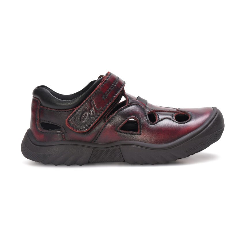 MARDI GRAS Premium Kids Leather Sandals - Boys Girls Unisex Summer Footwear - Adjustable Velcro Straps - Breathable Comfort for Active Children (Burgundy, UK Footwear Size System, Toddler) - Image 3