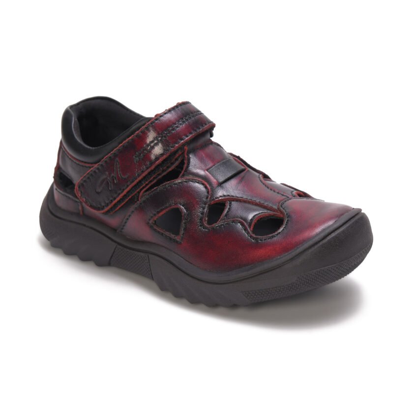 MARDI GRAS Premium Kids Leather Sandals - Boys Girls Unisex Summer Footwear - Adjustable Velcro Straps - Breathable Comfort for Active Children (Burgundy, UK Footwear Size System, Toddler) - Image 6