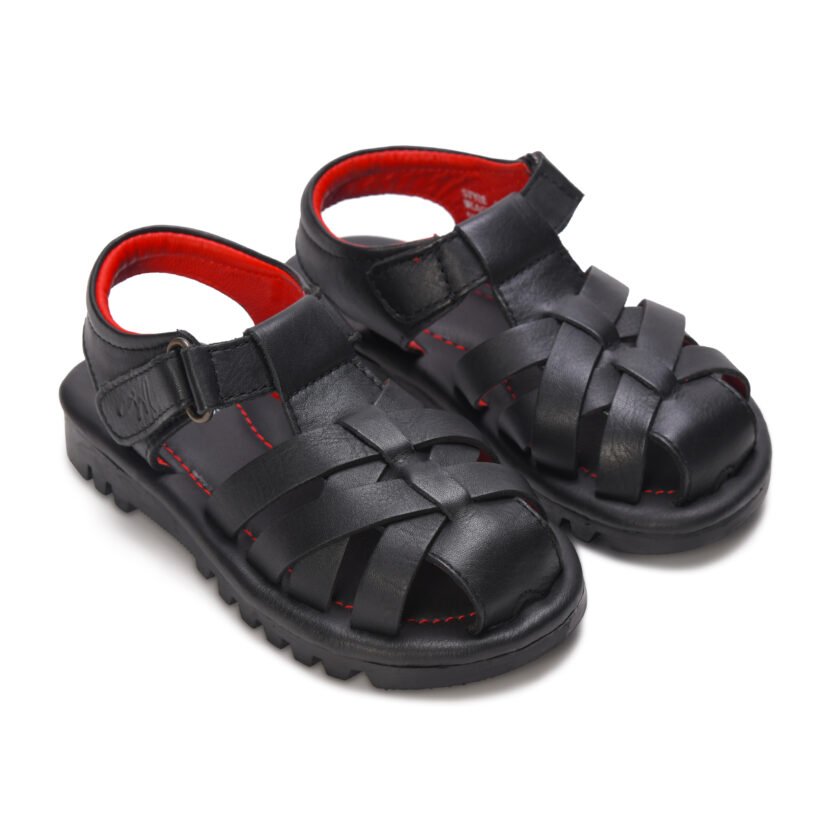 MARDI GRAS Casual Velcro Sandal For Kids | Comfortable and Cushioned Footbed | Durable Summer Footwear for Outdoor | Ideal for Everyday Wear (Black, UK Footwear Size System, Toddler)
