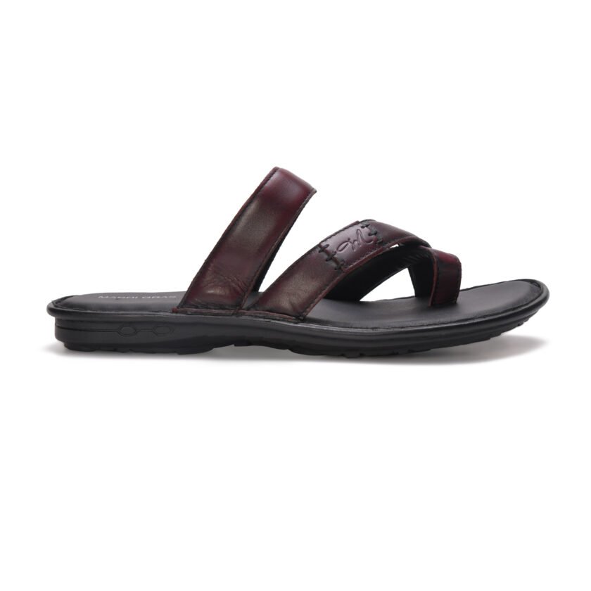 MARDI GRAS Leather Single Toed Chappal for Men – Stylish & Comfortable Leather Slippers for Office, Formal, and Casual Wear (Burgundy, UK Footwear Size System, Adult, Men) - Image 4