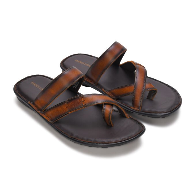 MARDI GRAS Leather Single Toed Chappal for Men – Stylish & Comfortable Leather Slippers for Office, Formal, and Casual Wear (Burgundy, UK Footwear Size System, Adult, Men)